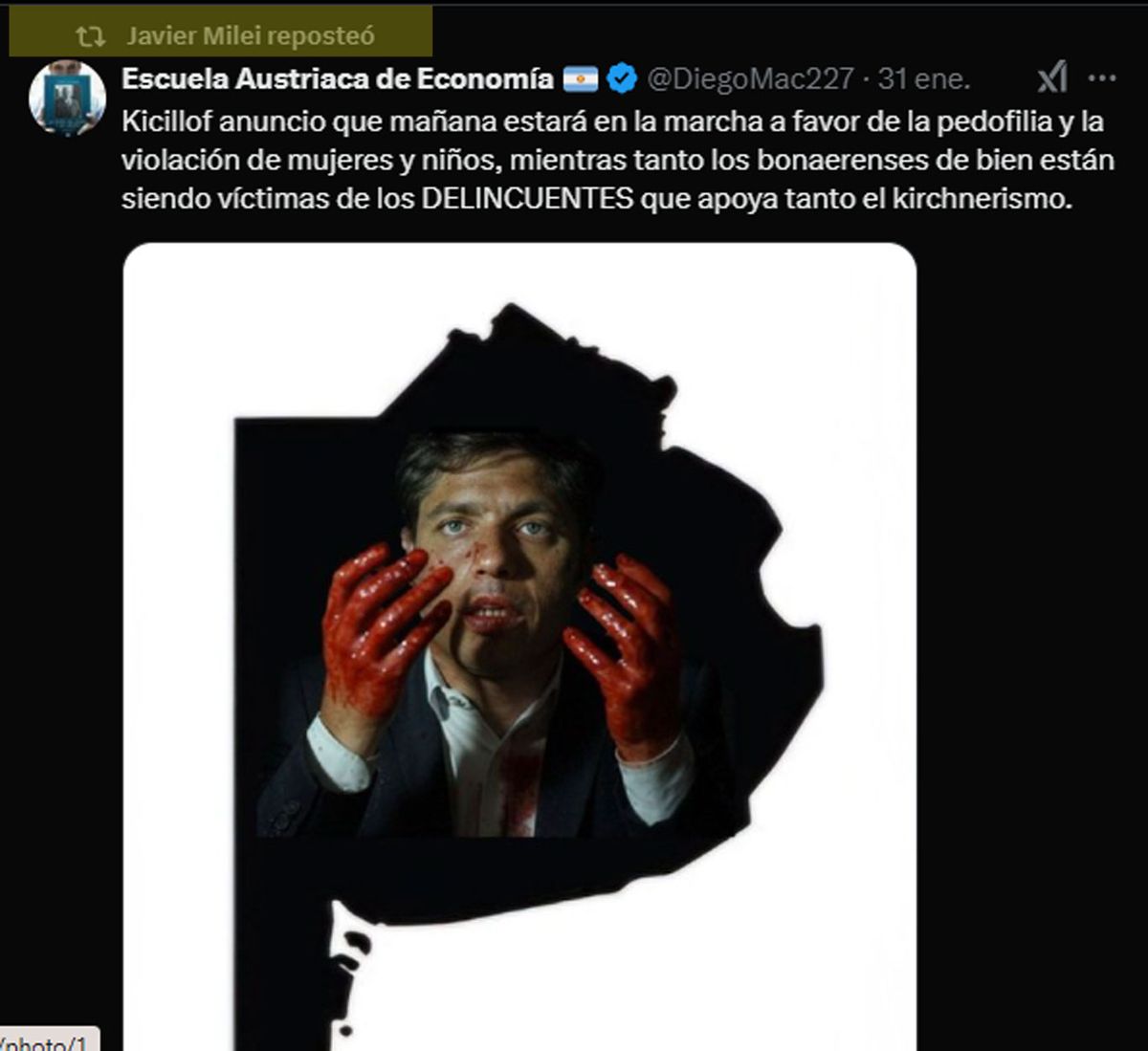 Uno de los tuits compartidos por el Presidente en el que caracteriza la marcha de este sábado como "pro pedofilia". Uno de los tuits compartidos por el Presidente en el que caracteriza la marcha de este sábado como "pro pedofilia". 