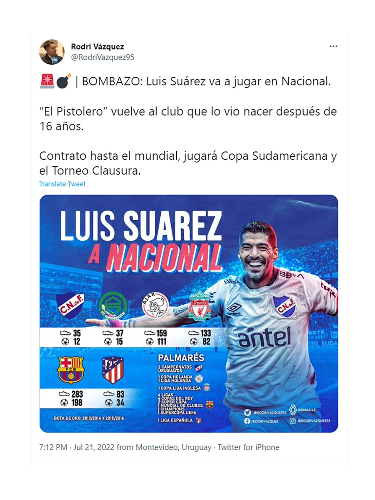 Luis Suárez, a un paso de Nacional. (Foto: Captura RodriVazquez95).