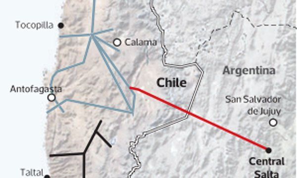 Línea de Transmisión de Chile a Salta (Gráfico: Diario La Tercera)
