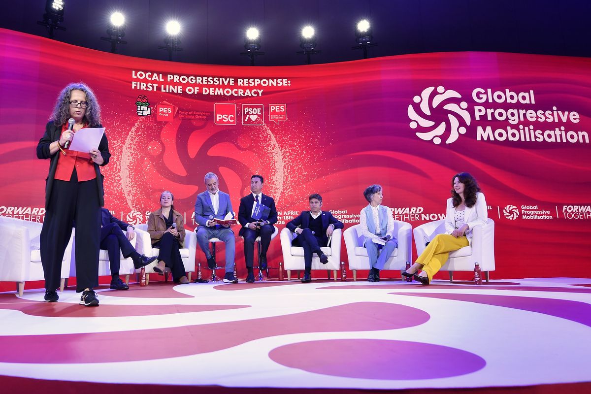 Panel 'Respuesta progresista local: la primera línea de la democracia', en la última jornada de la Movilización Global Progresista, en Barcelona, Catalunya, España. Panel 'Respuesta progresista local: la primera línea de la democracia', en la última jornada de la Movilización Global Progresista, en Barcelona, Catalunya, España.