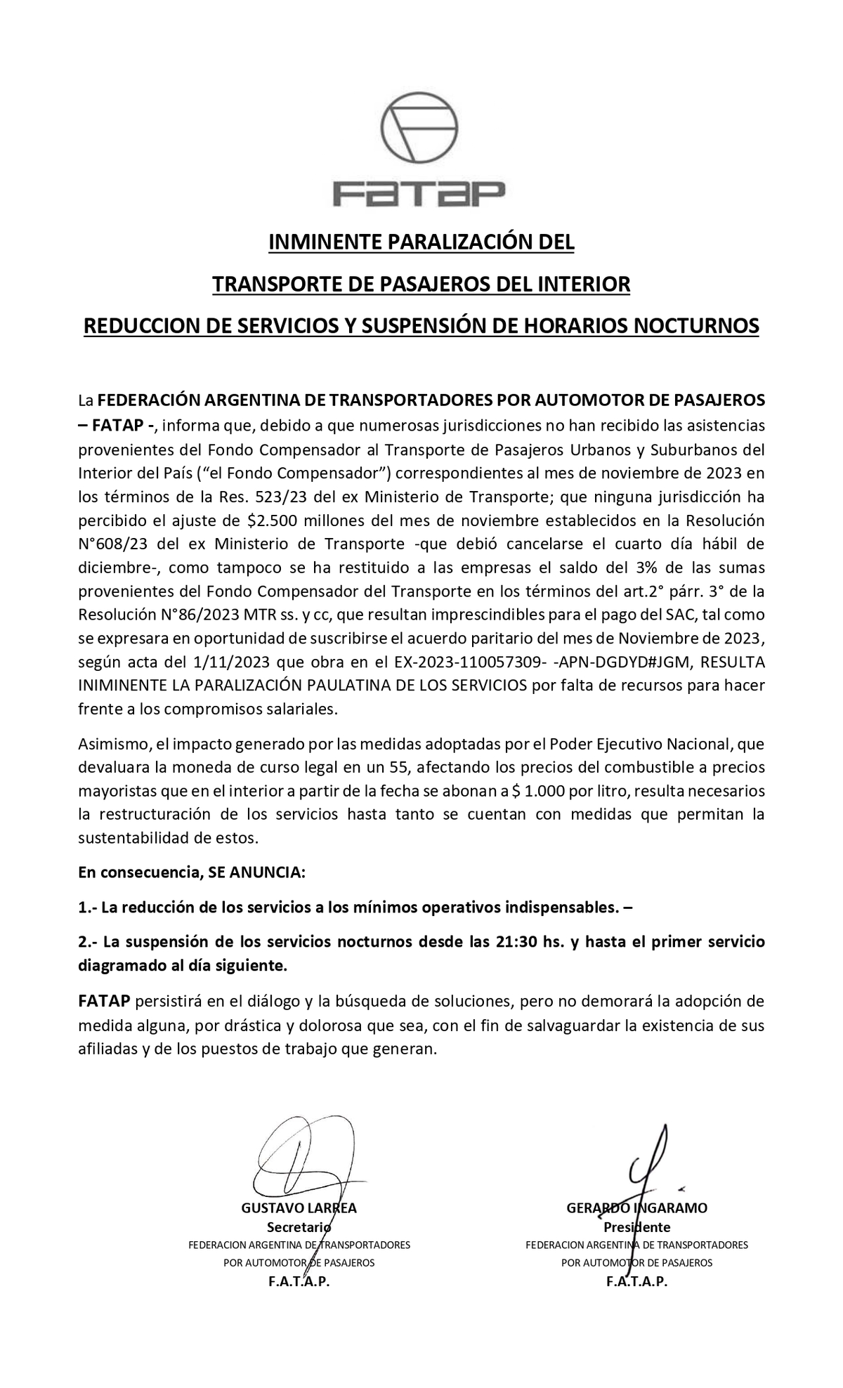 Comunicado completo. Comunicado completo.