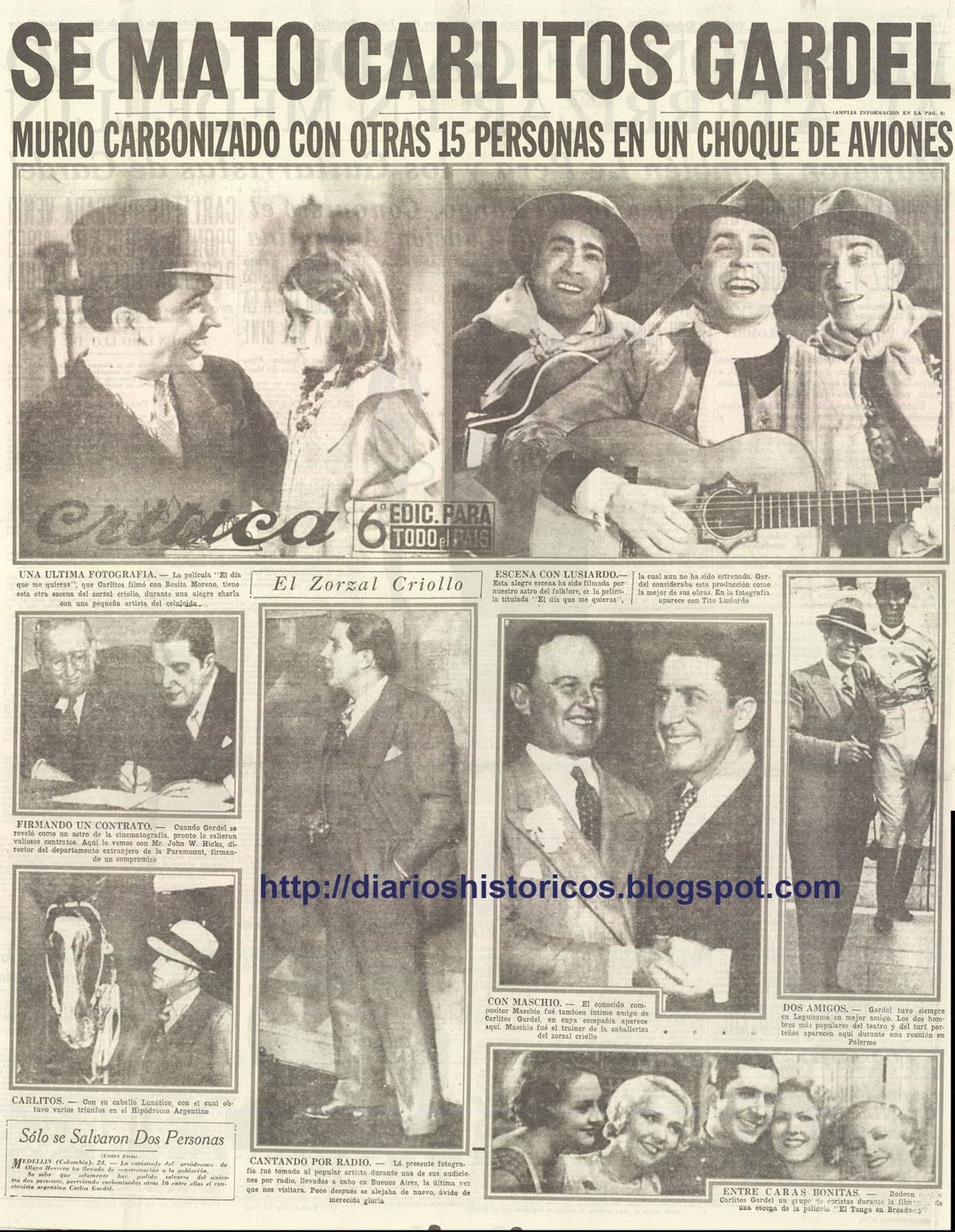 Tapa del diario Crítica.