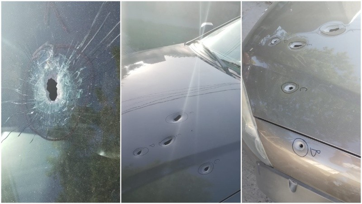 Ráfaga de disparos contra un vehículo estacionado. Ráfaga de disparos contra un vehículo estacionado.