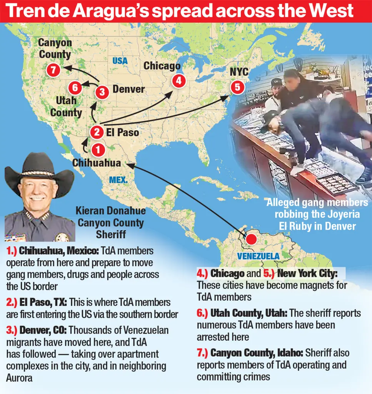 Tren de Aragua presente en 16 estados de USA. Tren de Aragua presente en 16 estados de USA.