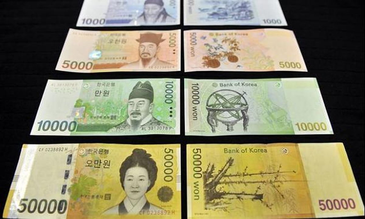 Won, moneda de Corea del Sur.