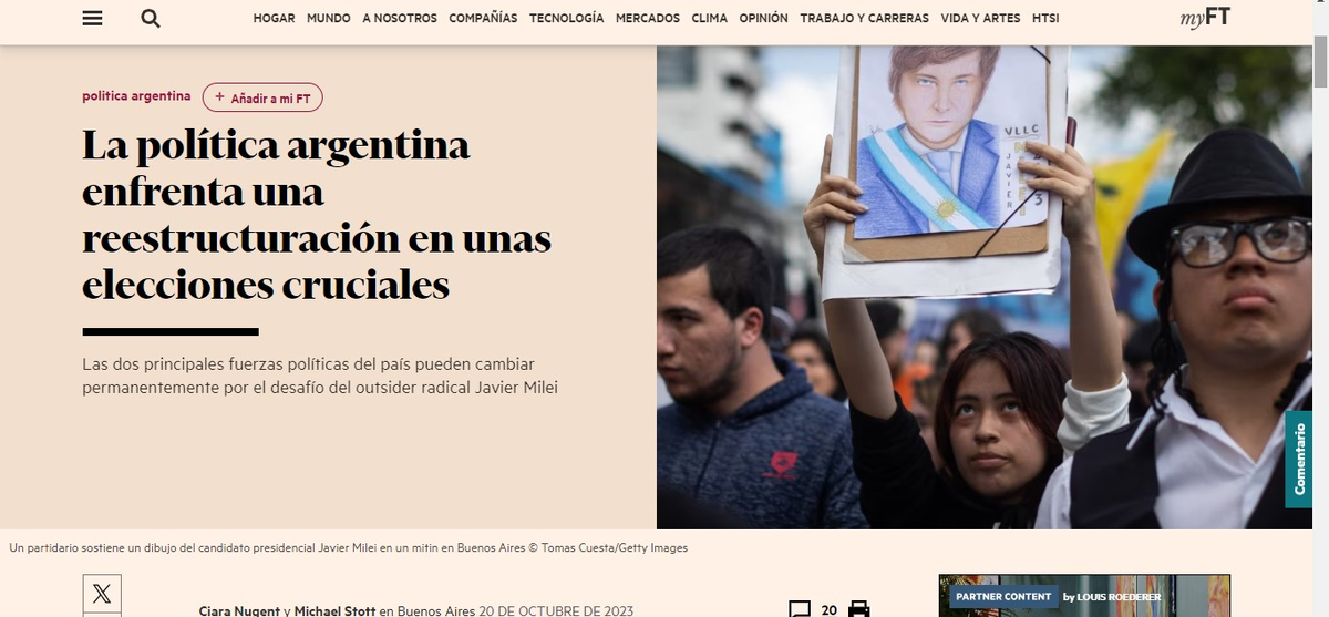 Diarios de todo el mundo analizan el complejo clima electivo de Argentina. Financial Times, mas objetivo. Diarios de todo el mundo analizan el complejo clima electivo de Argentina. Financial Times, mas objetivo.