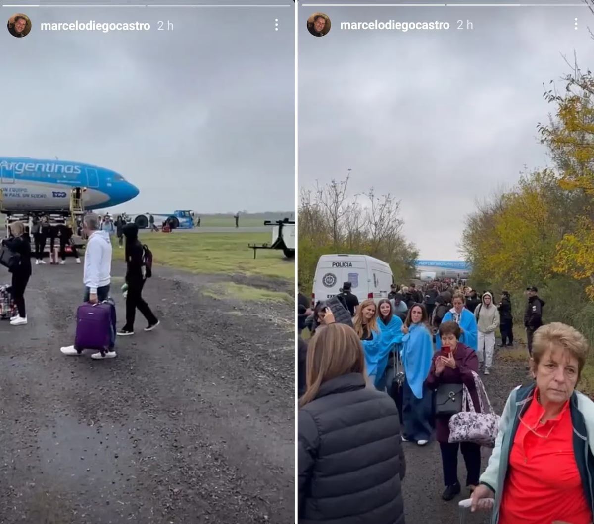 Pasajeros debieron ser evacuados del avión de Aerolíneas Argentinas. Foto: @marcelodiegocastro