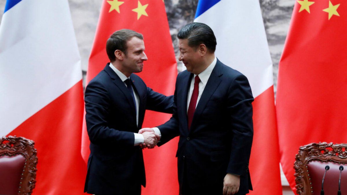 Emmanuel Macron y Xi Jinping.