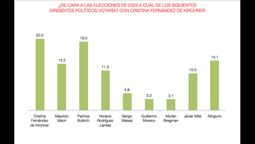 Cristina Kirchner y Patricia Bullrich, lideran en intención de voto a presidente en la PBA