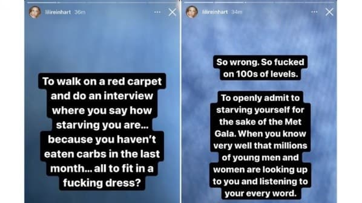 La actriz Lili Reinhart publicó un par de historias con una fuerte crítica hacia Kardashian.