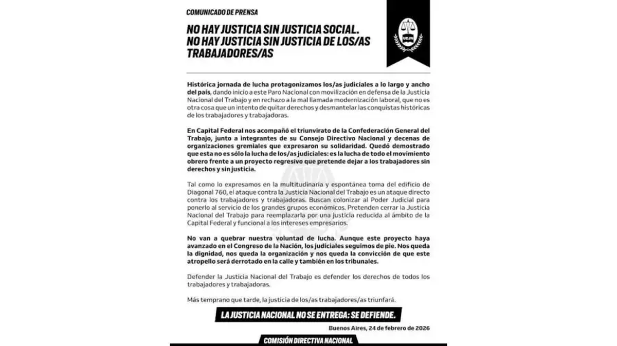 Judiciales: Comunicado de prensa Judiciales: Comunicado de prensa
