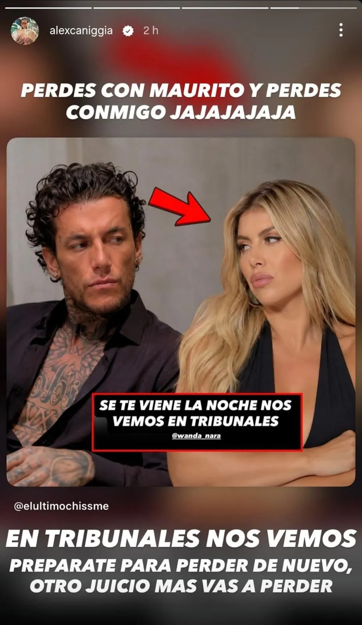 Historia en Instagram de Alex Caniggia. Historia en Instagram de Alex Caniggia.