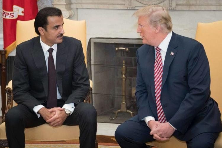 El presidente estadounidense Donald Trump y el Emir de Qatar, el jeque Tamim bin Hamad al-Thani.