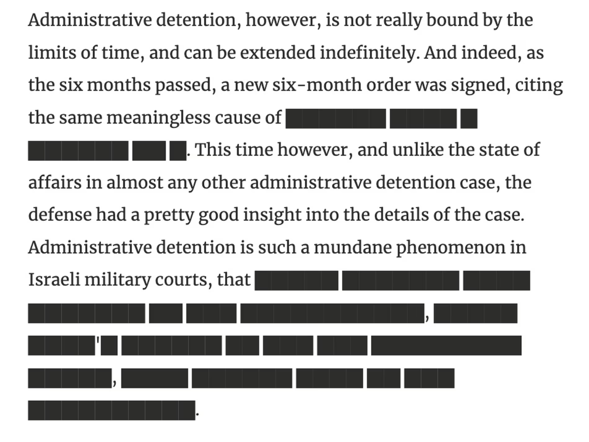 Así se veía el texto tachada de Haaretz. Así se veía el texto tachada de Haaretz.