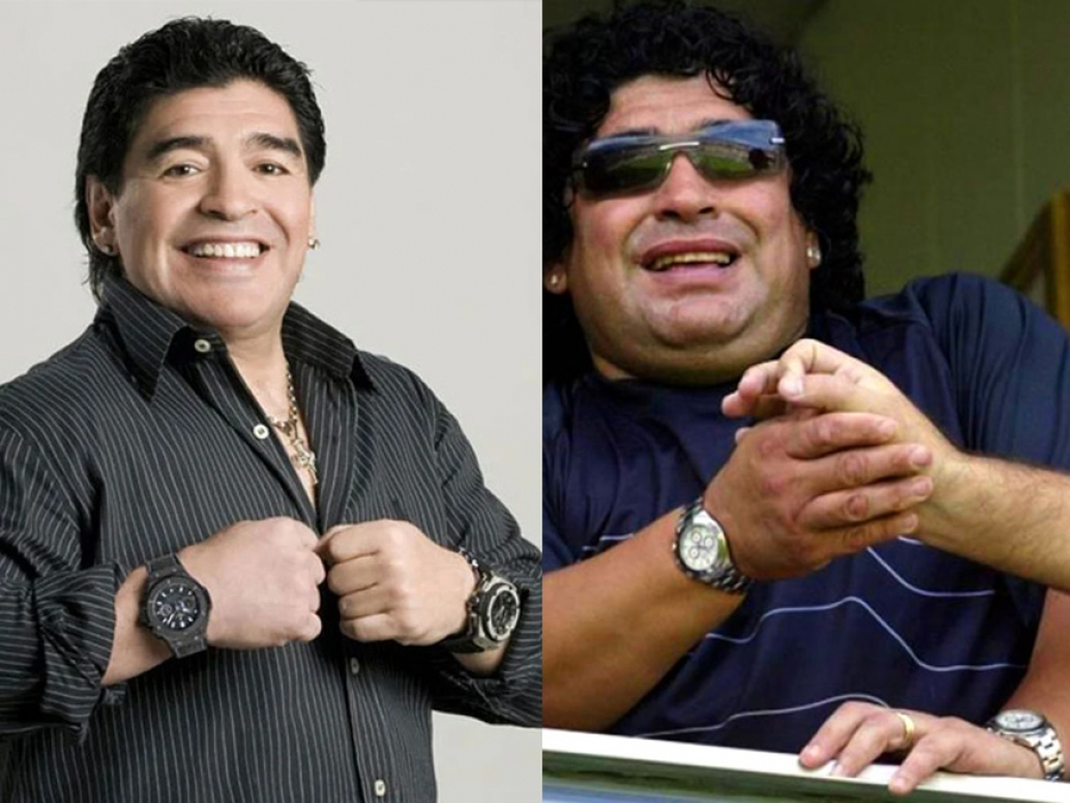 Maradona usaba a menudo 2 relojes, uno en cada muñeca Maradona usaba a menudo 2 relojes, uno en cada muñeca