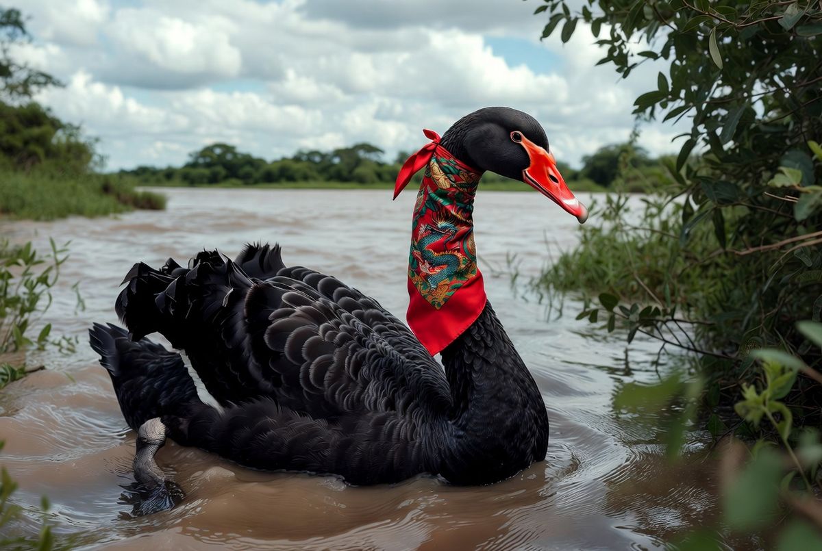 Cisne negro chino en el río Paraná. Cisne negro chino en el río Paraná.