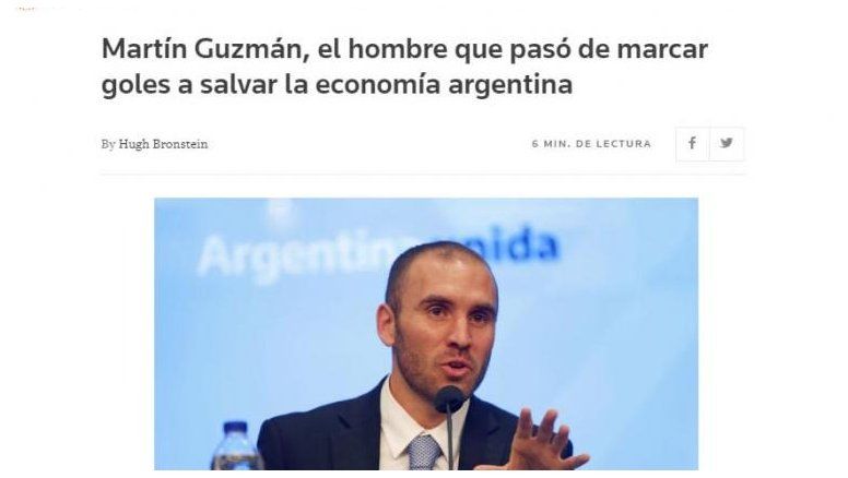 Reuters dice que Guzmán 'salvó' a la economía argentina y genera revuelo en redes