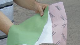 Capas del barbijo del Conicet.
