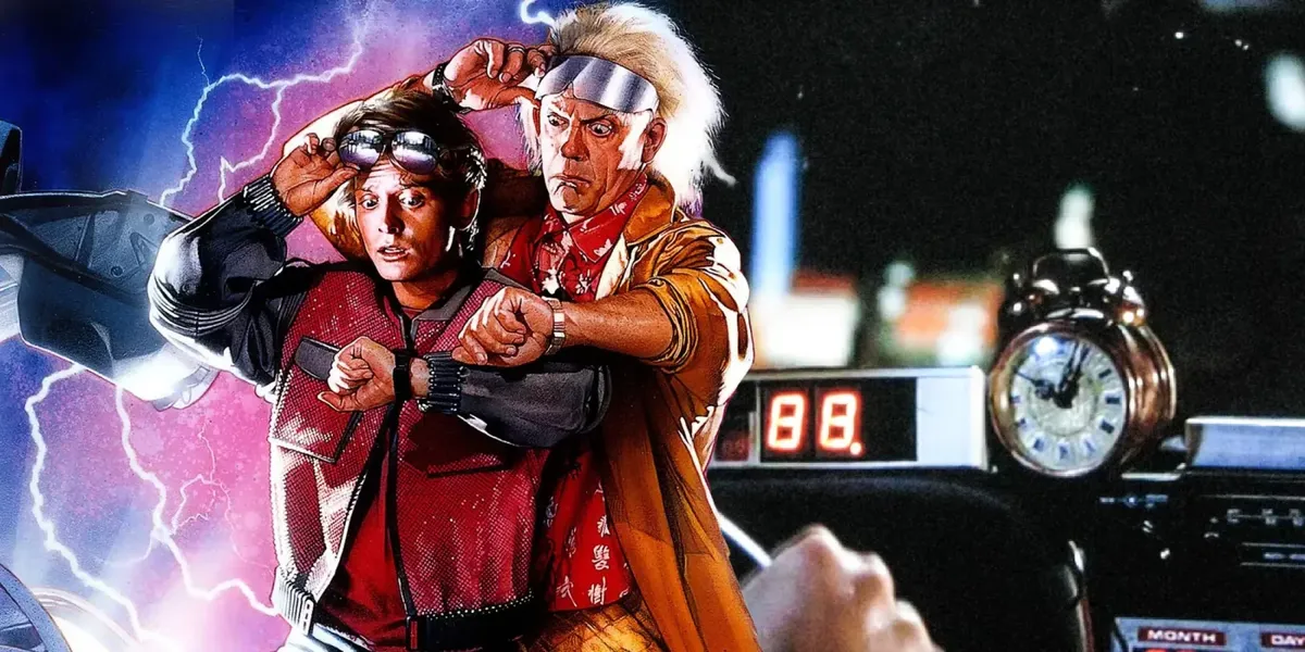marty and Doc Back to the future Delorean 88mph.webp