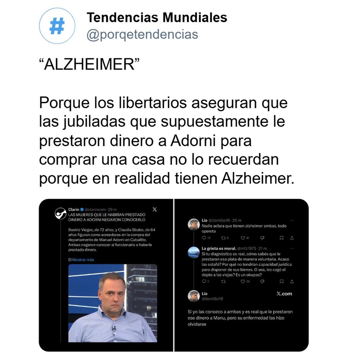 Las vendedoras negaron conocer a Adorni y algunos usuarios utilizaron el Alzheimer como excusa para explicar por qué no lo recuerdan, pese a lo que dicen las escrituras. Las vendedoras negaron conocer a Adorni y algunos usuarios utilizaron el Alzheimer como excusa para explicar por qué no lo recuerdan, pese a lo que dicen las escrituras.