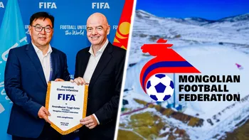 Anandbazar Tsogt-Ochir y Gianni Infantino. Anandbazar Tsogt-Ochir y Gianni Infantino.