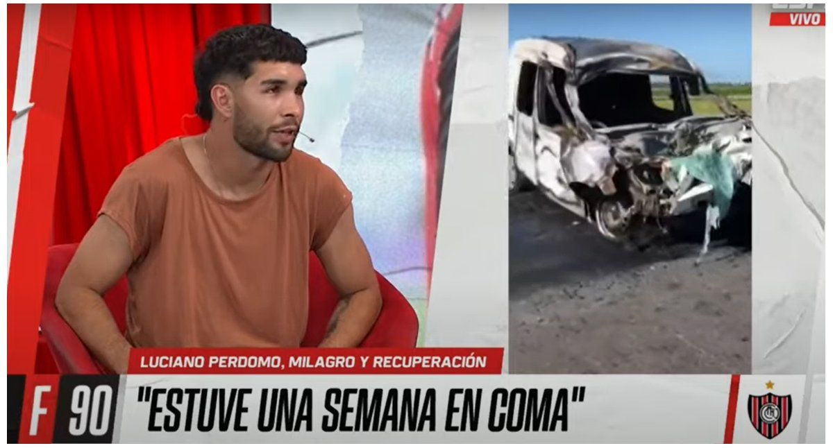 Luciano Perdomo, capitán de Chacarita, sufrió un accidente de tránsito que casi le cuesta la vida.