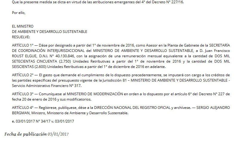 El recorte de la polémica, publicado en el Boletín Oficial.