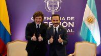 Javier Milei, en Colombia junto al presidente electo Abelardo de la Spirella.&nbsp;