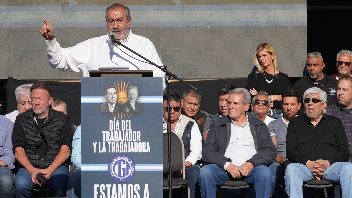 Héctor Daer, en el acto de la CGT por el Día del Trabajador.