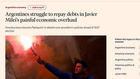 Financial Times: Endeudamiento por el ajuste, mora récord y la 