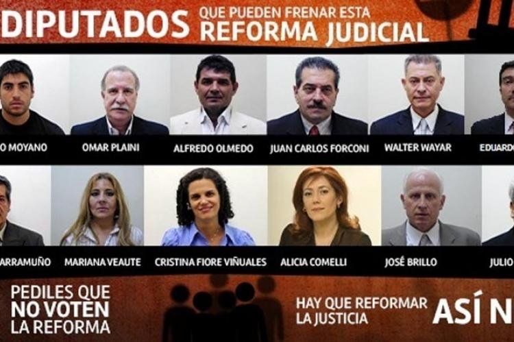 La campaña gráfica de las ONGs por la Independencia Judicial sobre los 12 diputados que pueden evitar la reforma K.