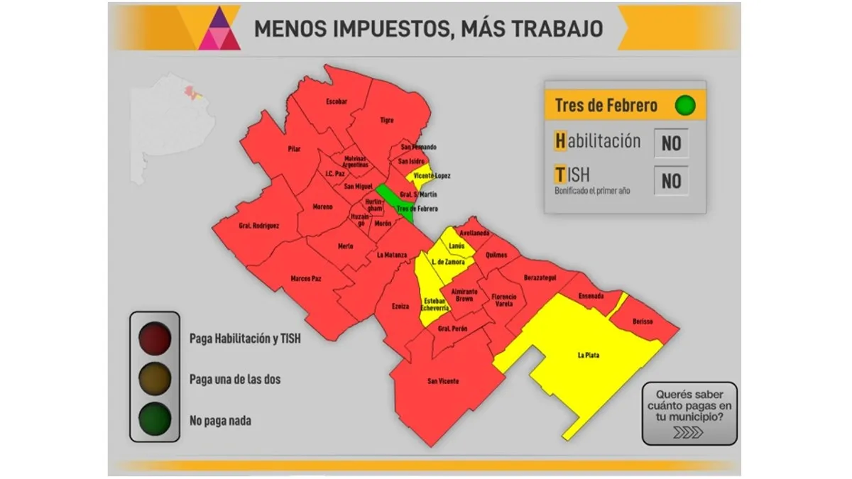 Mapa interactivo que especifica por medios de colores un pantallazo de la carga tributaria a la que se enfrenta una potencial MiPYME a la hora de emprender