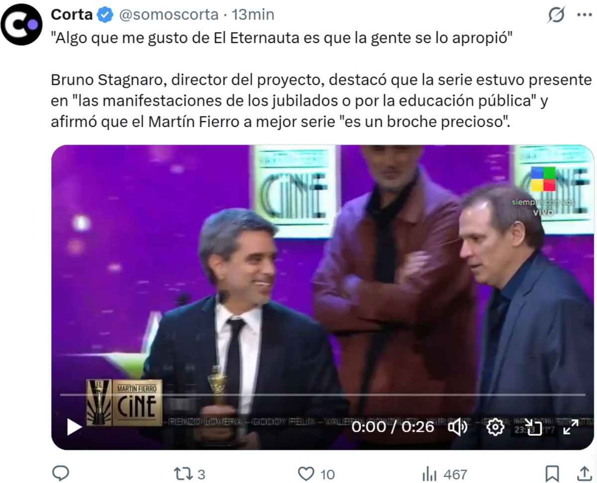 El Eternauta resultó el gran ganador de los Martín Fierro del Cine. El Eternauta resultó el gran ganador de los Martín Fierro del Cine.