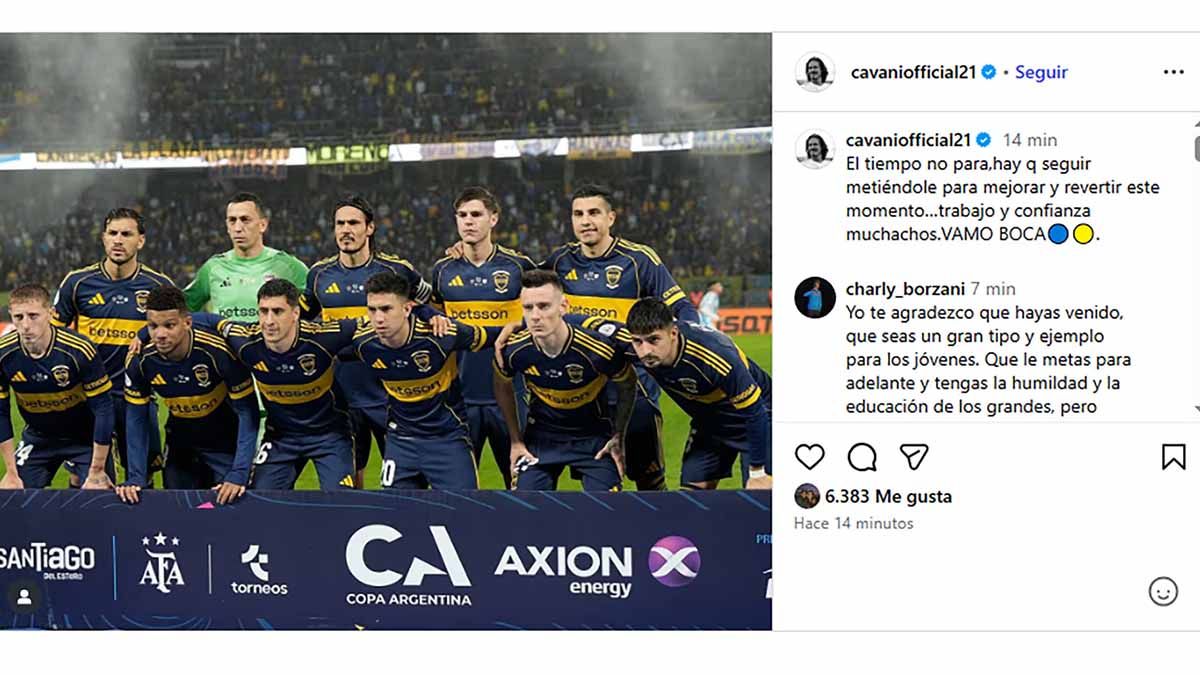 Edinson Cavani publicó un posteo en su cuenta de redes sociales tras la eliminación de Boca de la Copa Argentina y pidió: “Trabajo y confianza, muchachos”. Edinson Cavani publicó un posteo en su cuenta de redes sociales tras la eliminación de Boca de la Copa Argentina y pidió: “Trabajo y confianza, muchachos”.