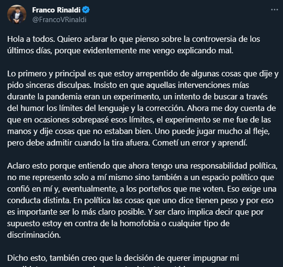 La despedida de Rinaldi. La despedida de Rinaldi.
