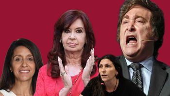 Cristina Fernández, Agustina Propato, Mónica Macha y Javier Milei. Fotomontaje. Cristina Fernández, Agustina Propato, Mónica Macha y Javier Milei. Fotomontaje.