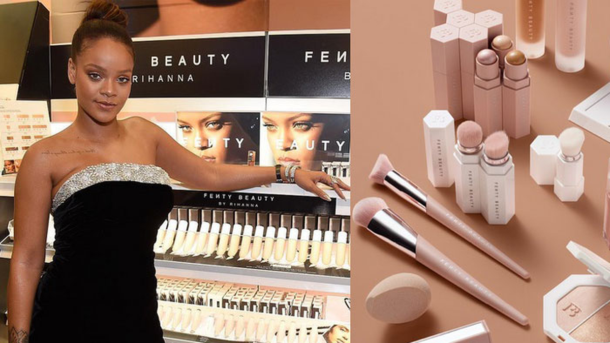 Rihanna en el lanzamiento de su línea de maquillaje