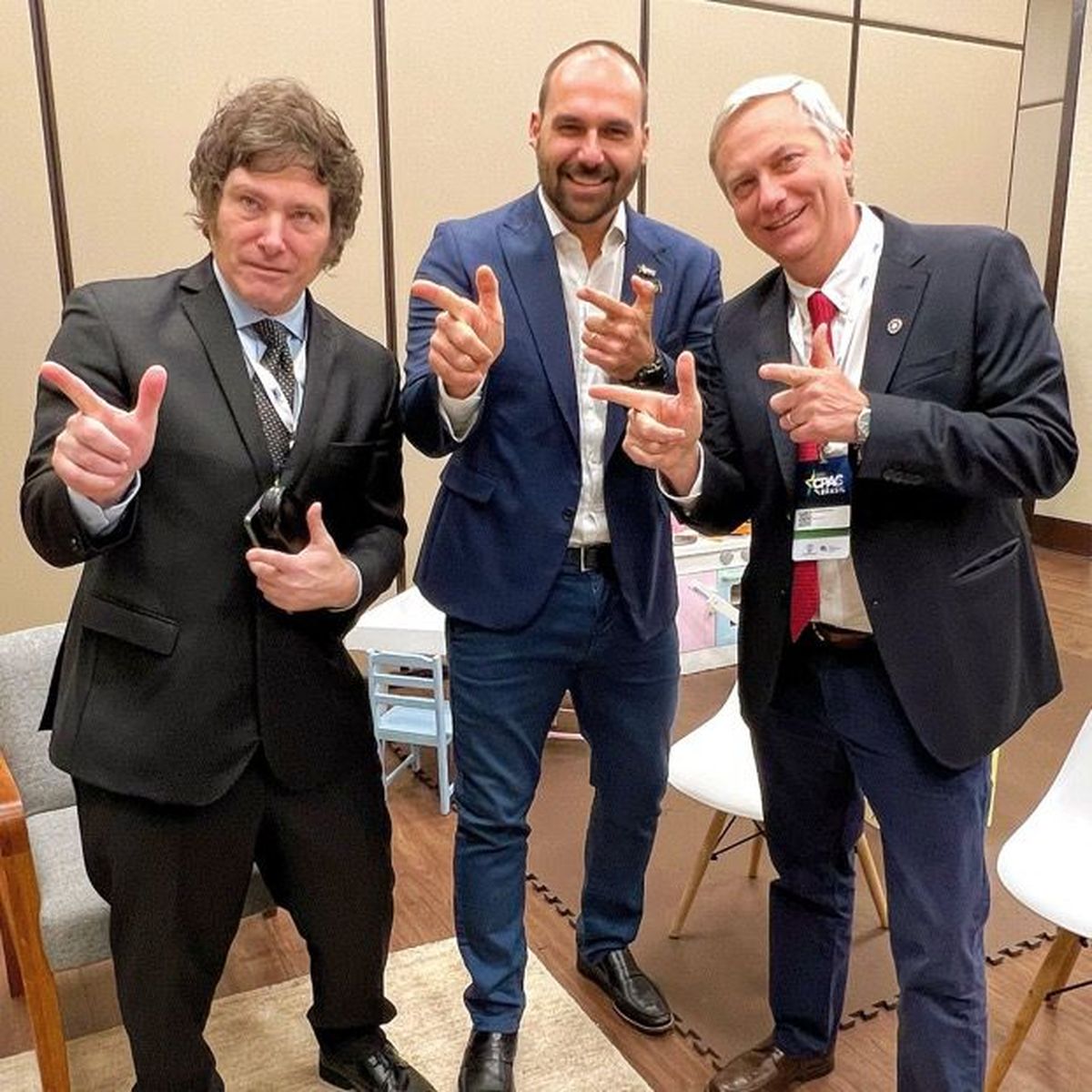 Javier Milei con Eduardo Bolsonaro y José Antonio Kast