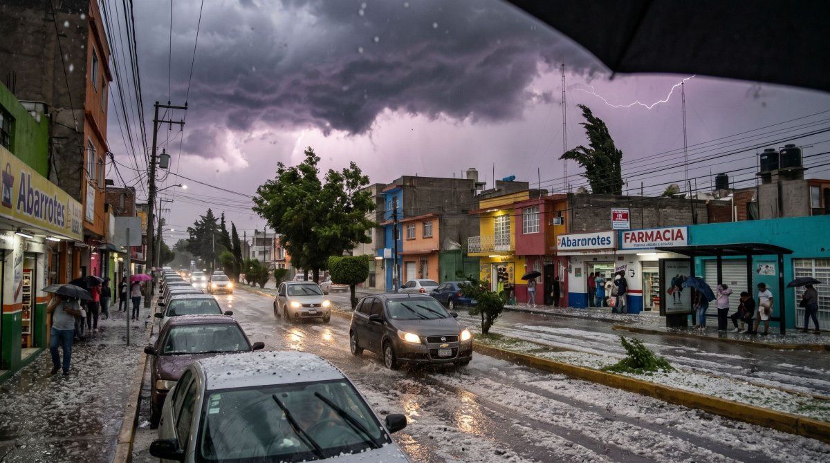 Las intensas lluvias y el granizo provocaron inundaciones en Ciudad de México, con calles anegadas, vehículos varados y comercios afectados.