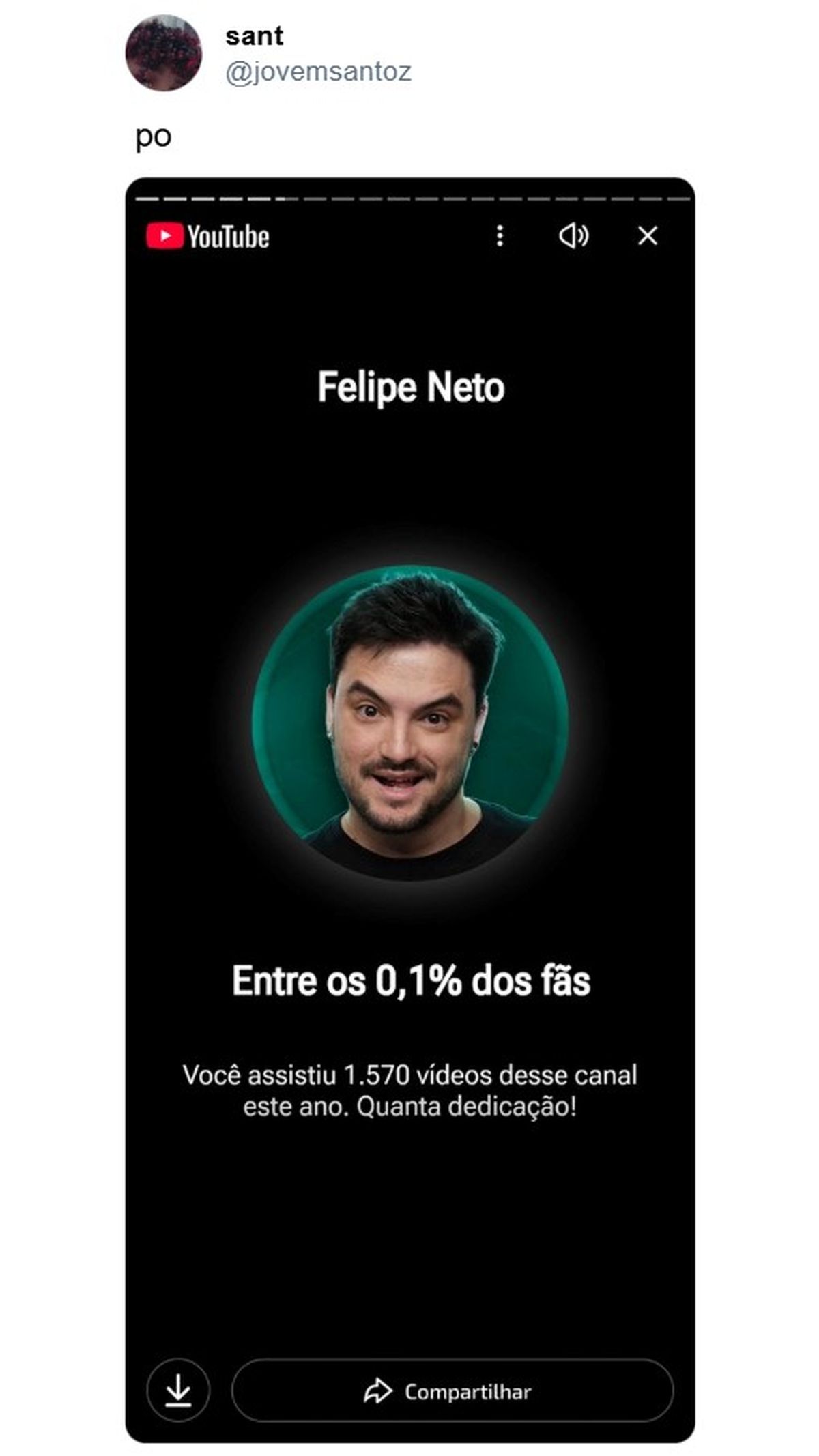 Un seguidor vio 1.570 videos de Felipe Neto en 2025, entrando en el 0,01% más activo de su base de fanáticos. YouTube lo reconoció oficialmente, y Neto reaccionó con sorpresa y humor. Un seguidor vio 1.570 videos de Felipe Neto en 2025, entrando en el 0,01% más activo de su base de fanáticos. YouTube lo reconoció oficialmente, y Neto reaccionó con sorpresa y humor.