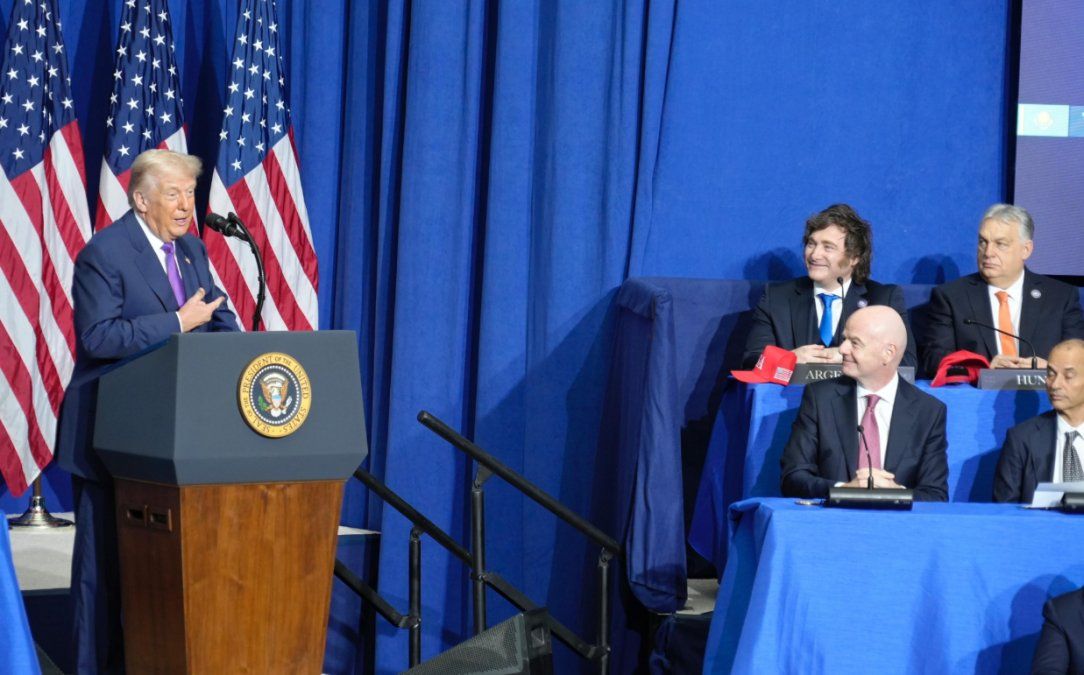 Javier Milei en la sesión inaugural de la Junta por la Paz.