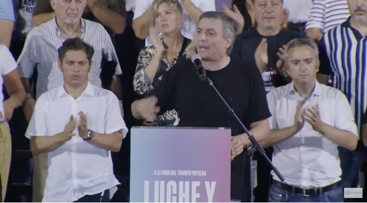 Maximo Kirchner durante el plenario de la militancia en Avellaneda