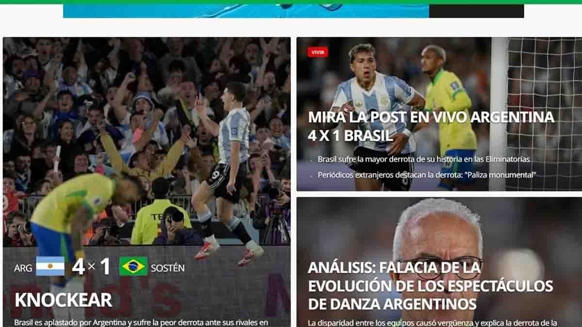 Laprensa de Brasil explotó de la bronca contra Vinicius y Raphinha, podríarenunciar el técnico Dorival Júnior tras la goleada ante Argentina 4-1.