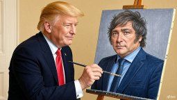 Donald Trump pintando a Javier Milei, metáfora de la realidad...