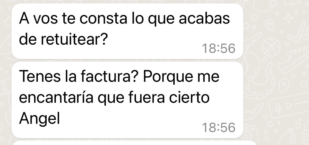 El mensaje que le envío Julia Mengolini a Ángel de Brito.