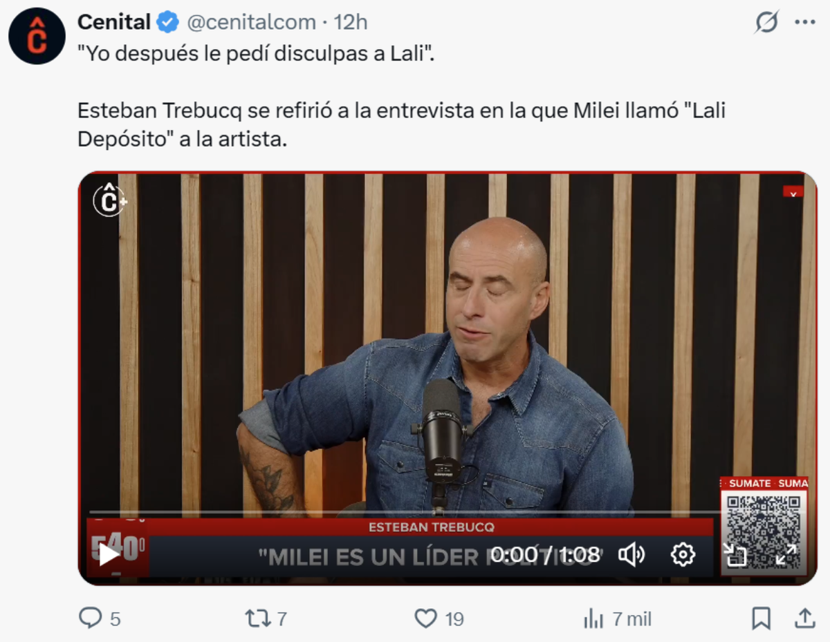 Esteban Trebucq confesó que le pidió disculpas a Lali Depósito. Esteban Trebucq confesó que le pidió disculpas a Lali Depósito.