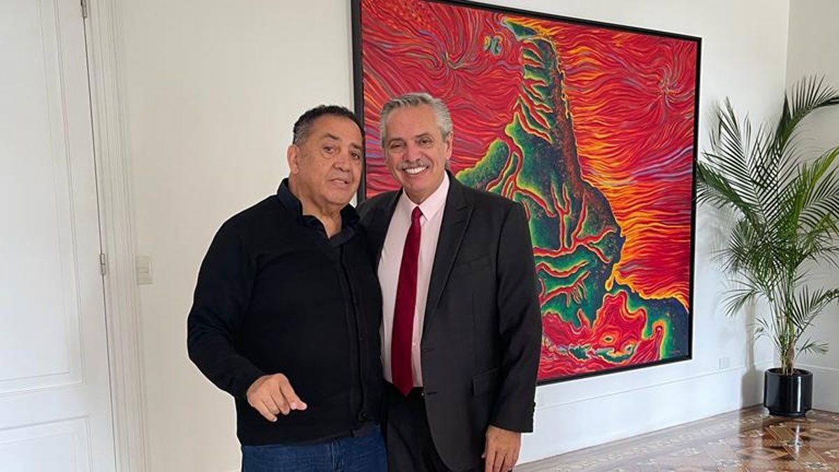 Luis DElía cuando visitó a Alberto Fernández en la quinta de Olivos.&nbsp;