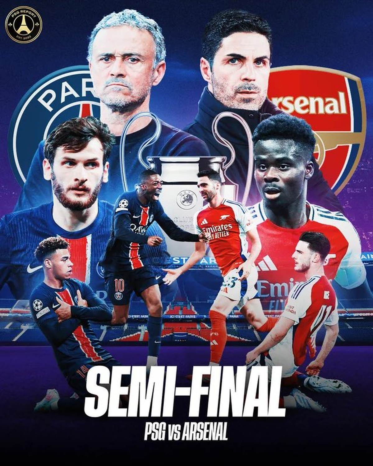 Arsenal y PSG protagonizarán una electrizante semifinal. Arsenal y PSG protagonizarán una electrizante semifinal.