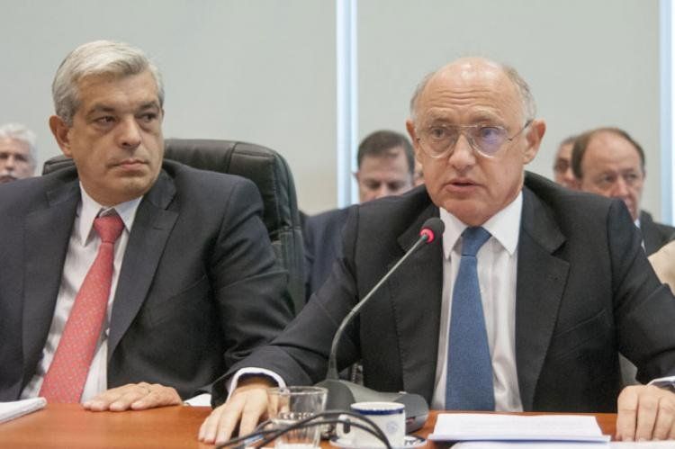 El titular de la camara baja, Julian Dominguez, junto al canicller Hector Timerman, en el anexo del Congreso nacional. (Foto: Juan Vargas/NA)