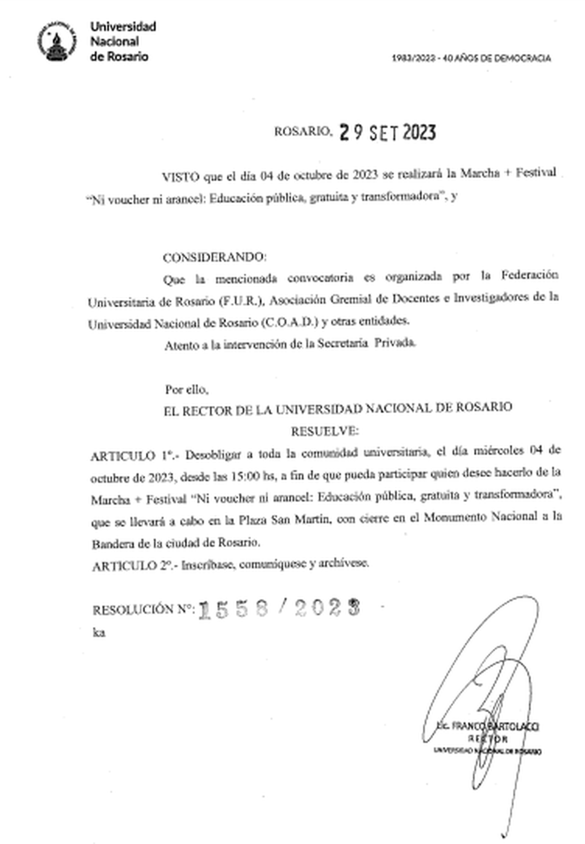 El comunicado de la UNR hacia sus estudiantes. El comunicado de la UNR hacia sus estudiantes. 